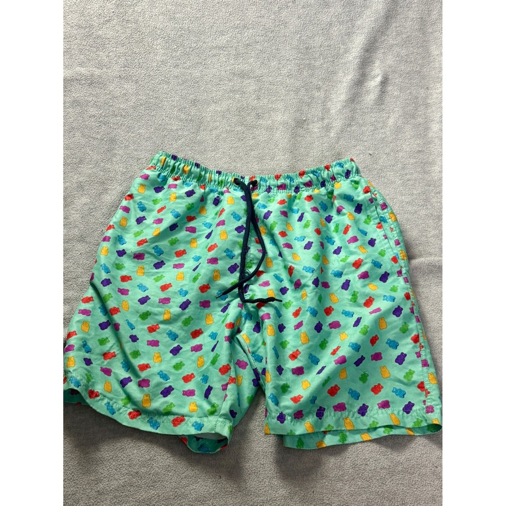 US Surf Club Oahu Hawaii Gummy Bear Swim Trunks Mens Green Rainbow Board Shorts